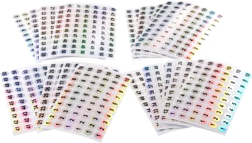 Vista 11 de RIVEENY 20 hojas de calcomanías de números láser reflectantes impermeables número 1-1000, calcomanías redondas autoadhesivas, etiquetas