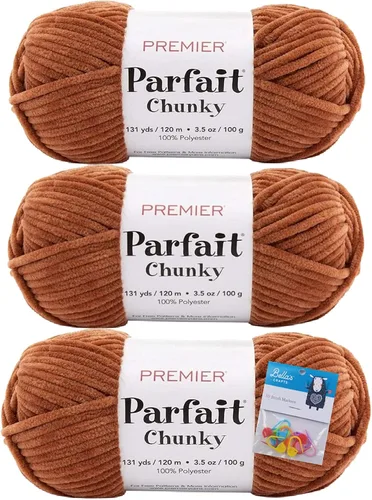 Vista 20 de Premier Yarns Parfait - Ovillo de felpilla grueso, 3.5 onzas, 6 unidades, peso súper voluminoso, paquete de 3 unidades con marcadores de puntada