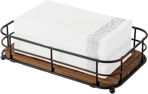Vista 9 de MyGift Toallas de papel de triple pliegue, moderno soporte de toalla de mano de alambre de metal en acabado en tono latón, encimera de baño