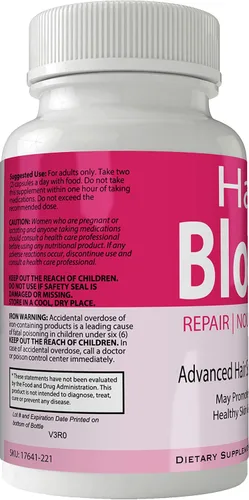 Vista 3 de Hair Bloom - Píldoras para el crecimiento del cabello, suplemento para la piel y las uñas, vitaminas y minerales únicos avanzados