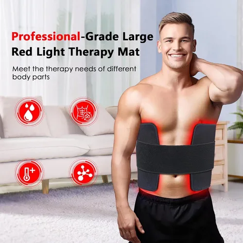 Vista 6 de Alfombrilla de terapia de luz roja para cuerpo - 360 LED grande de terapia de luz roja e infrarroja manta con luz infrarroja 850 nm y 660 nm