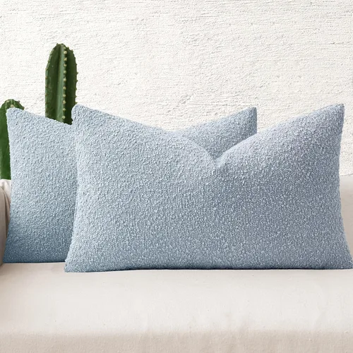 Vista 27 de MIULEE - Fundas de almohada decorativas para sofá lumbar de 16 x 16 pulgadas, color beige Set of 2 Textured Neutral Throw Pillow Covers, Accent