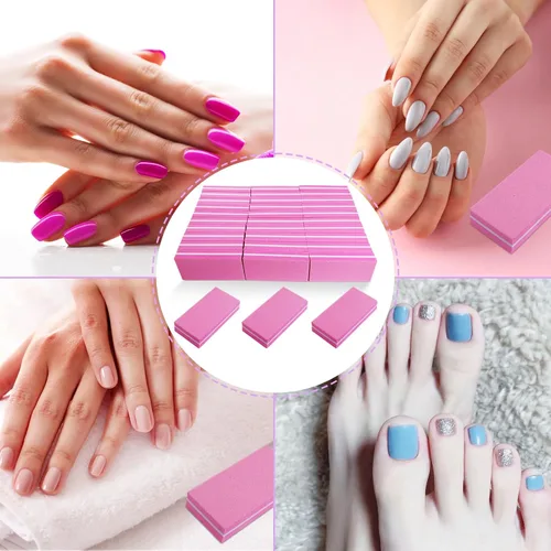 Vista 6 de Juego de pulidor de uñas profesional rosa, 30 piezas, uñas acrílicas y naturales, bloques de tampón de grano 100/180