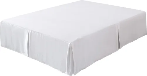 Vista 6 de Tache - Falda de cama de satén sedoso y lustroso con plataforma glamorosa con volantes y plataforma, color negro, tamaño Queen