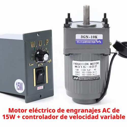 Vista 2 de 15W 10K AC110V 125 RPM Motor reductor de engranajes variable ajustable con controlador de velocidad para la industria