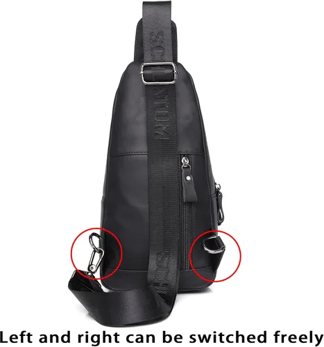 Vista 24 de LUKZIJAES Bolso bandolera de cuero genuino para hombre