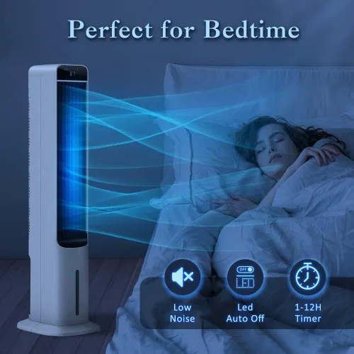 Vista 6 de Enfriador de aire evaporativo 2 en 1, ventilador portátil sin ventanas con control remoto, ventilador de refrigeración de aire con 4 paquetes