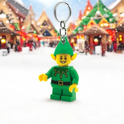 Vista 7 de LEGO Minifigure - Llavero de luz grande de 3 pulgadas de alto, elfo navideño (KE181H), regalo de vacaciones, relleno de calcetines