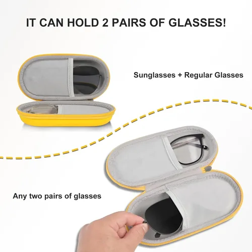 Vista 2 de Double Glasses Case,Dual Eyeglasses & Sunglasses Organizer with Clip Zipper Closure for Travel 2 Pairs Storage Box