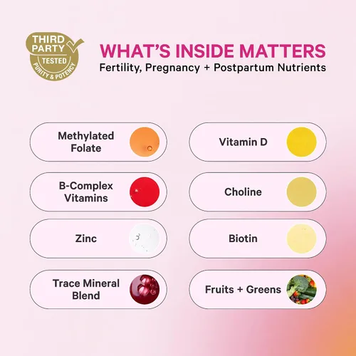 Vista 2 de Pink Stork Vitaminas prenatales líquidas: mezcla orgánica de alimentos integrales + folato + hierro + zinc + vitamina C + saúco + biotina, mejor