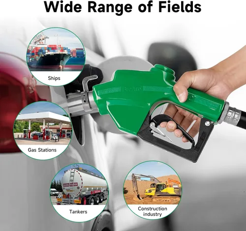 Vista 7 de Boquilla de combustible automática de 1" NPT con gancho, boquilla de gas con mango de bomba diésel, tasa de flujo máxima de 30 GPM, candado de 3
