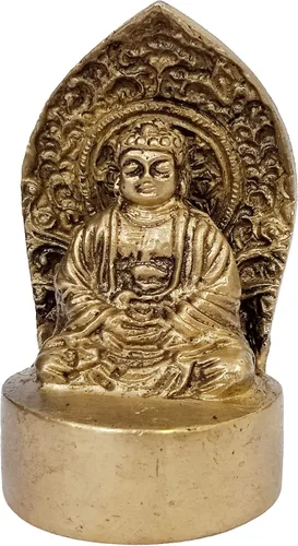 Vista 9 de Purpledip Ídolo de resina Lord Buda: Estatua para decoración de meditación (11027A)