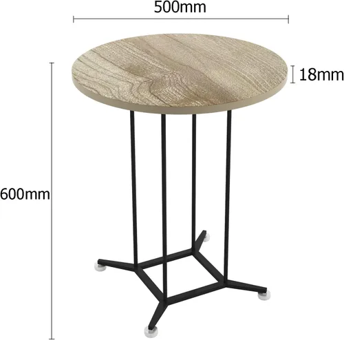 Vista 2 de Mesa auxiliar con base de metal, mesa auxiliar redonda, mesa auxiliar redonda para sala de estar y balcón, fácil montaje