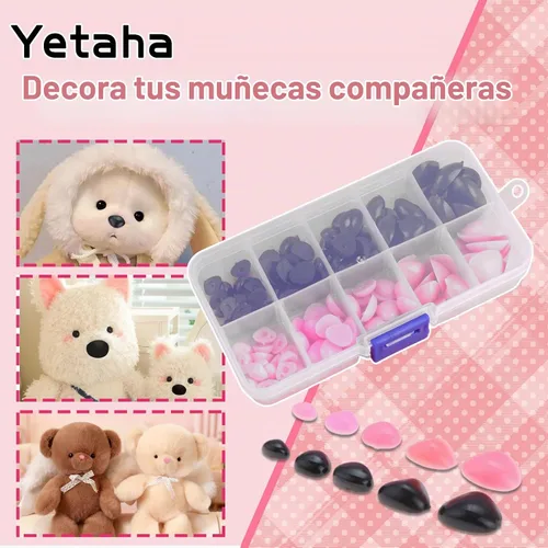 Vista 7 de Yetaha 150 piezas de nariz de plástico, 5 tamaños de nariz triangular artesanal para animales de peluche, muñecas, osos, perros, marionetas