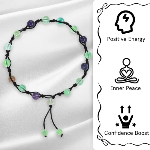 Vista 168 de Amazing Gemstone Crystal Anklet Ankle Bracelets for Women - Waterproof Beaded Healing Crystal Anklets, Plus Size Chakra Gemstone Bead Anklet