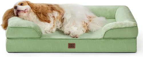 Vista 69 de EHEYCIGA – Cama ortopédica impermeable para perros pequeños, de espuma viscoelástica tipo caja de huevos, con bordes elevados y base antideslizante