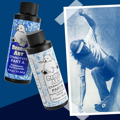 Vista 8 de Bearly Art Cyanotype Kit - Sun - Juego de impresión solar para impresión fotográfica en papel y tela - Sensibilizador de 2 partes - Archivo - Crea