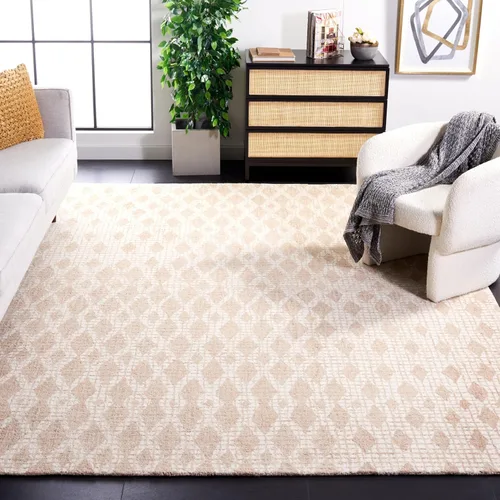 Vista 8 de SAFAVIEH Abstract Collection - Alfombra decorativa, 2 x 3 pies, marfil y azul, lana hecha a mano, ideal para zonas de alto tráfico en entrada, sala