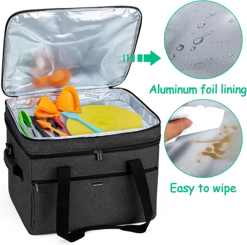 Vista 3 de YARWO Bolsa de viaje grande para olla de cocción lenta compatible con Crock-Pot/Hamilton Beach de 8 a 10 cuartos de galón, doble capa