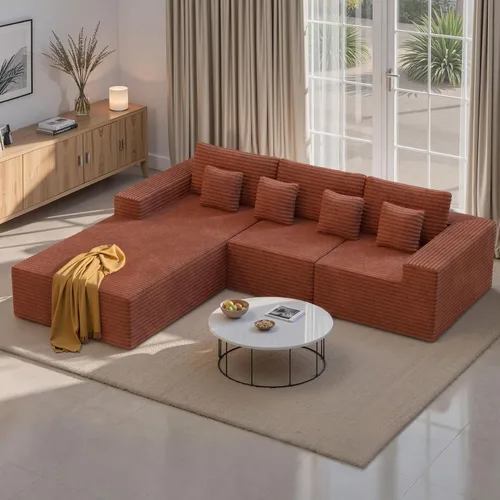 Vista 15 de Sofás modulares seccionales de nube de 111 pulgadas con chaise en forma de L, sofá sin estructura tapizado de asiento profundo para sala de estar
