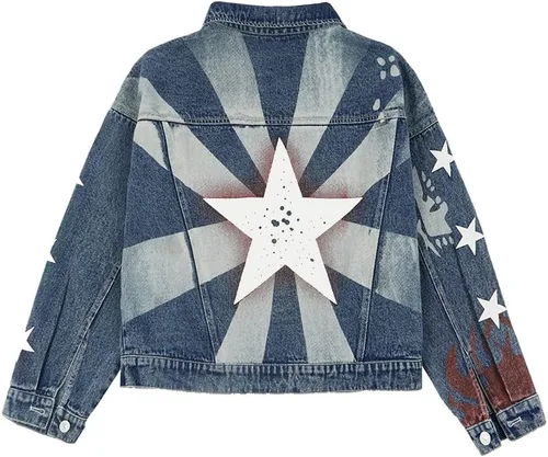 Vista 2 de XIOLKI Women's Button Down Denim Jacket High Waist Denim Jacket Cosplay Denim Jacket