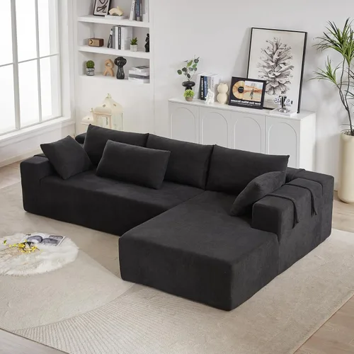 Vista 11 de Sofá modular de 108 pulgadas, sofá modular convertible para sala de estar y dormitorio, moderno juego de sofá modular tapizado de felpilla, sofás