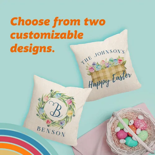 Vista 4 de Pattern Pop - Almohada de Pascua personalizada - Almohada decorativa de primavera - Almohada cuadrada de 17 x 17 pulgadas - Incluye funda y almohada
