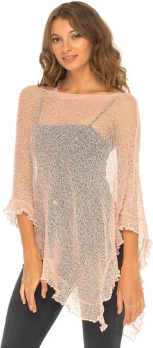 Vista 2 de SHU-SHI Suéter de punto ligero con volantes para mujer