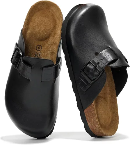 Vista 17 de Project Cloud Benton - Zuecos con plantilla de cuero genuino para mujer, pantuflas de espuma viscoelástica con soporte de arco, sandalias de moda
