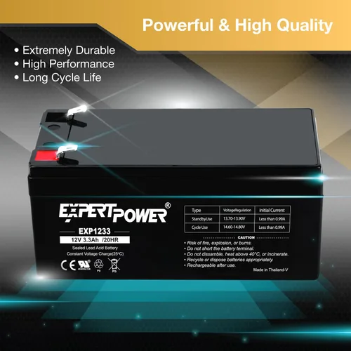 Vista 4 de ExpertPower Paquete de 6 baterías de plomo ácido selladas recargables de 12v 3.3ah