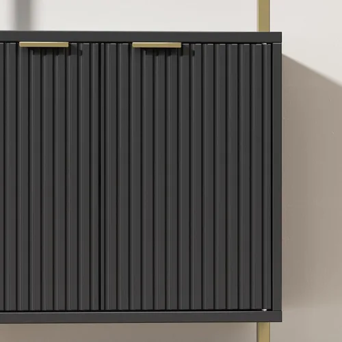 Vista 4 de Estantería de escalera con gabinete, estantería de pared de 71 pulgadas de alto con estantes y almacenamiento, estante de escalera estriado