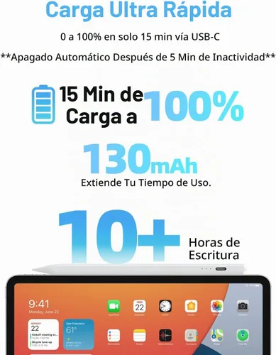 Vista 3 de Lápiz óptico para iPad 2018-2016, lápiz de carga rápida para iPad Negro2
