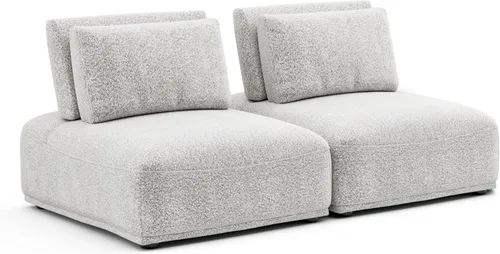 Vista 35 de Furniture of America Tatiana Modern Boucle - Sofá modular de 2 plazas con respaldo ajustable para sala de estar, oficina, combinación libre Boucle