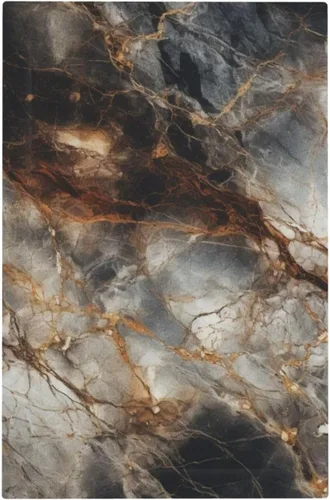 Vista 32 de Cubiertas de salida de impresión de líneas doradas de granito de mármol marrón, 1 palanca y 1 combinación basculante, placa decorativa de pared