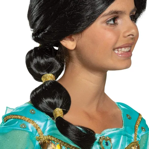Vista 3 de Disguise The Aladdin Live Action Kid Jasmine - Peluca estándar, color negro