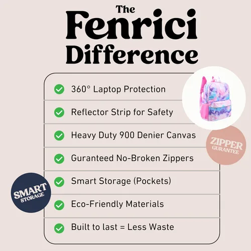 Vista 4 de Fenrici Mochila para niños, niños, mochila para la escuela, bolsas para libros con compartimento acolchado para laptop, 17 pulgadas, Rosado