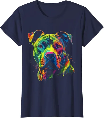 Vista 13 de Pit Bull Mom Dog Lover - Camiseta artística para mujer, Negro