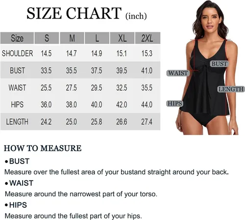 Vista 4 de Omichic Trajes de baño tankini para mujer, de dos piezas, blusa tipo tankini modesta con parte inferior de bikini