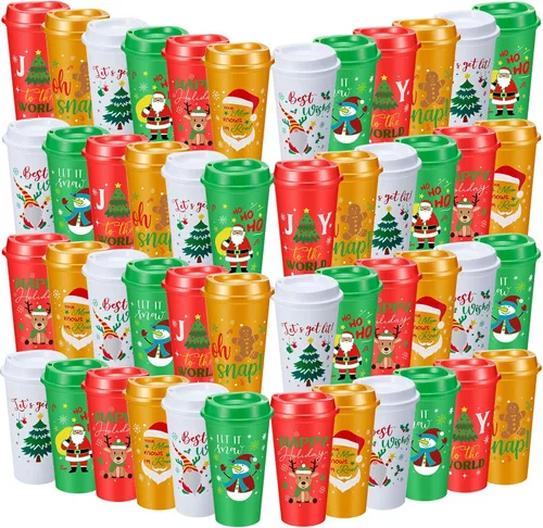 Vista 8 de Jingmore 24 vasos de café de invierno a granel de 16 onzas reutilizables