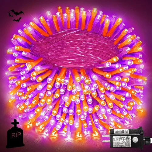 Vista 23 de Guirnalda de 120 luces LED rojas impermeables para exteriores, luces de Navidad rojas de 40 pies, 8 modos, cable transparente, guirnalda de luces