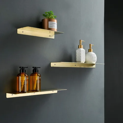 Vista 4 de TRUSTMI Estante flotante montado en la pared, acero inoxidable SUS304, estantes de almacenamiento de acero inoxidable para baño, cocina, dormitorio