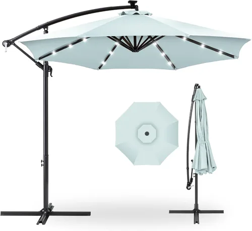 Vista 36 de Best Choice Products Sombrilla de Patio de Mercado Colgante Descentrada con LED Solar de 10 pies para Patio Trasero, Junto a la Piscina, Césped