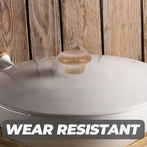 Vista 7 de Kichvoe 2 pomos de repuesto para mango de tapa de olla para utensilios de cocina, ajuste universal, pomos de tapa de sartén de madera, resistentes a