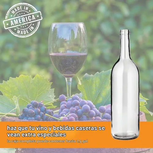 Vista 4 de FastRack - Botellas de vino de vidrio transparente de 25.4 fl oz (paquete de 36) Botellas W5 Claret/Burdeos Parte superior de corcho de fondo