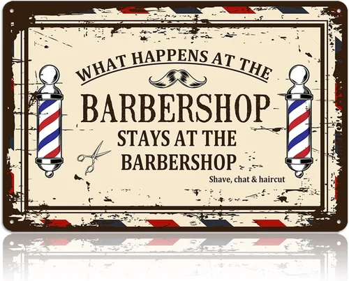 Vista 8 de Accesorios de Decoración de Barbería - Póster de Barbería Letreros de Lata de Metal Vintage Arte de Pared, Regalos de Barbero para Hombres