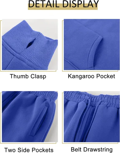 Vista 48 de Kissonic Conjunto deportivo de forro polar para mujer, 2 piezas, sudadera con capucha y pantalones deportivos