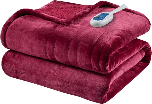 Vista 15 de Beautyrest Manta térmica reversible - Manta térmica Sherpa de felpa, color beige