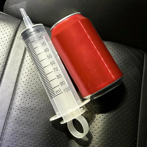 Vista 2 de Paquete de 2 jeringas grandes de 3.4 fl oz/cc, jeringas líquidas de plástico selladas individualmente con medición para laboratorios científicos