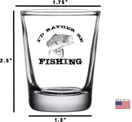 Vista 4 de Rogue River Tactical Divertido regalo de cristal con texto en inglés "I'D Rather Be Fishing Bass Fishing Bass Shot", regalo para pescador, papá