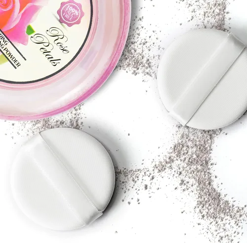 Vista 5 de R-NEU Polvo corporal para mujeres con borla de polvo, 100% libre de talco, elegante polvo perfumado de pétalos de rosa, después del baño para piel